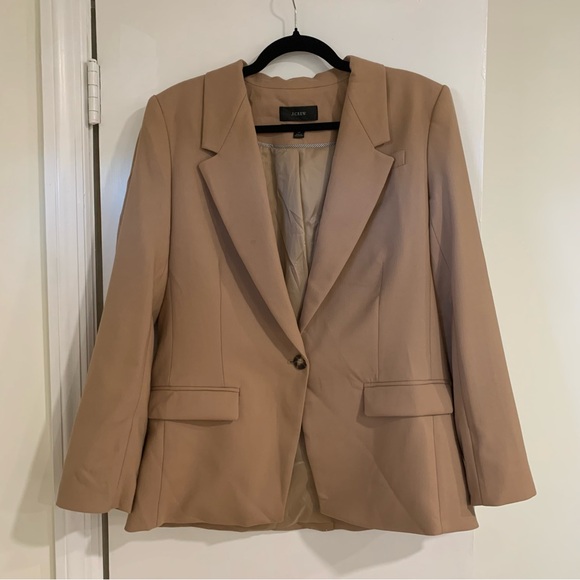 J. Crew Willa Women’s Wool Blend Camel Colored One Button Blazer Size 12 Chic - Picture 2 of 16